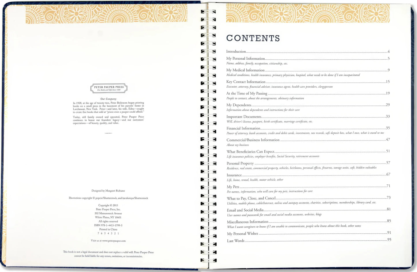 Peter Pauper Press Peace of Mind Planner