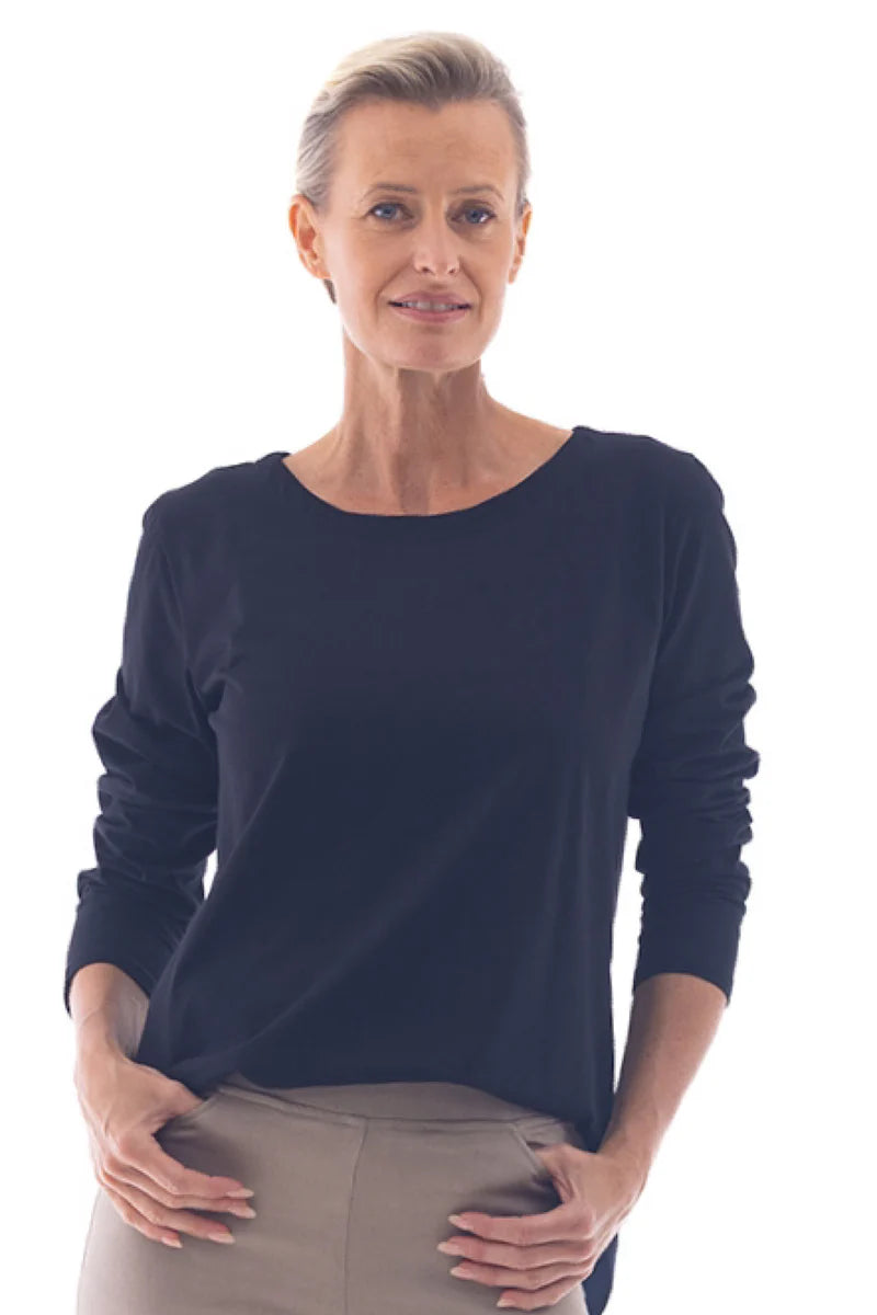 Cafe Latte Stretch Boatneck Longsleeve Tee