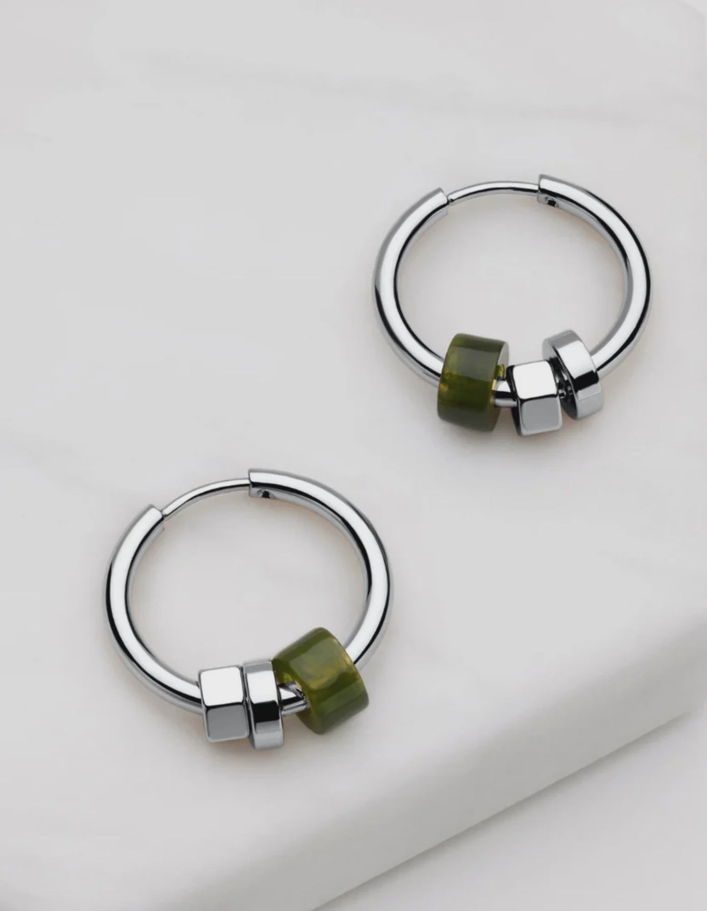 Zafino Amina Hoop - Olive/Silver