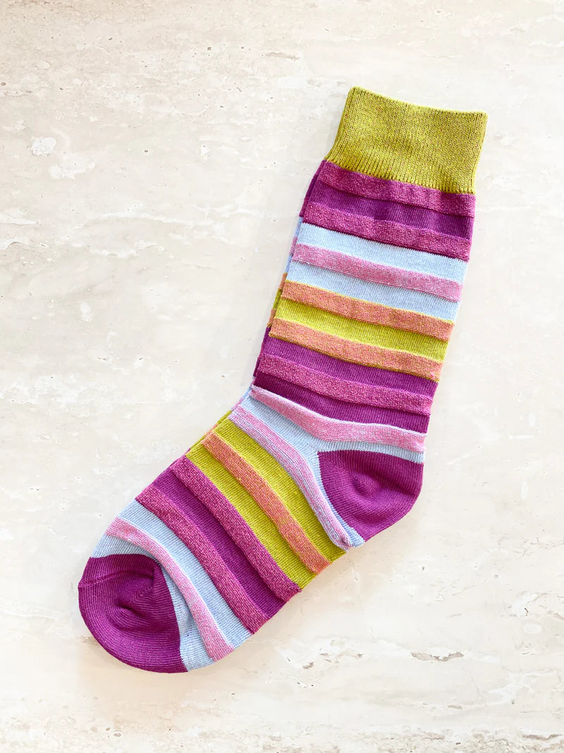Basic Socks Multi Stripe Crew Socks