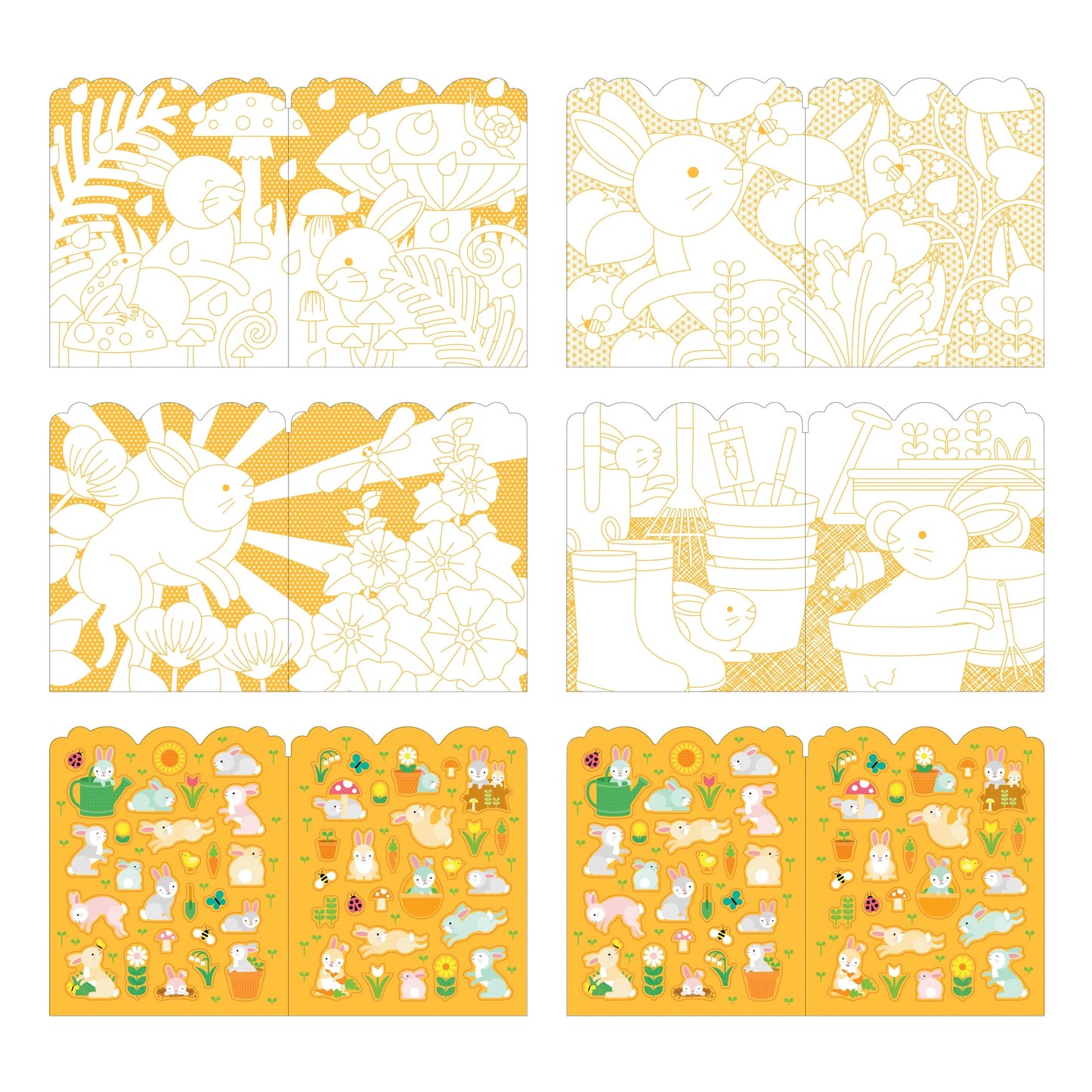 Petit Collage Bunnies Colouring Book + Stickers