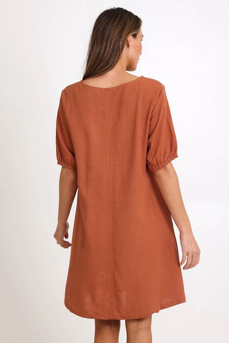 Luna Sky Linen V Shift Dress