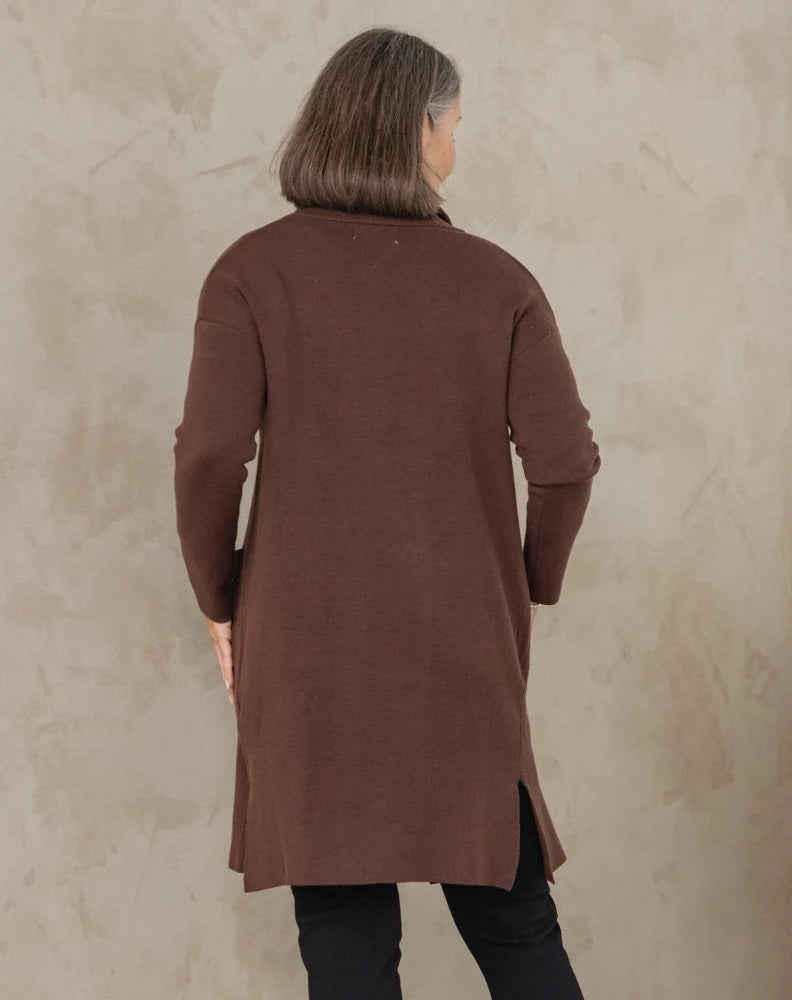 Freez Chloe Knit Coatigan - Chocolate
