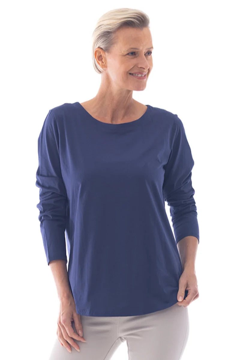 Cafe Latte Stretch Boatneck Longsleeve Tee