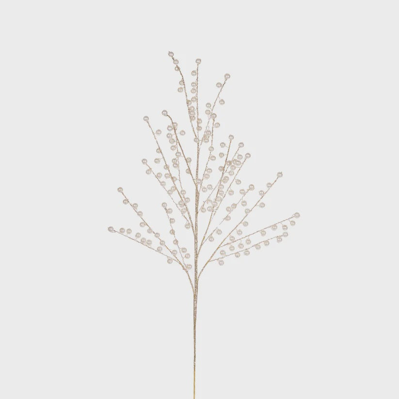 Holly & Ivy Beaded Branch 78cm - Champagne Pearl