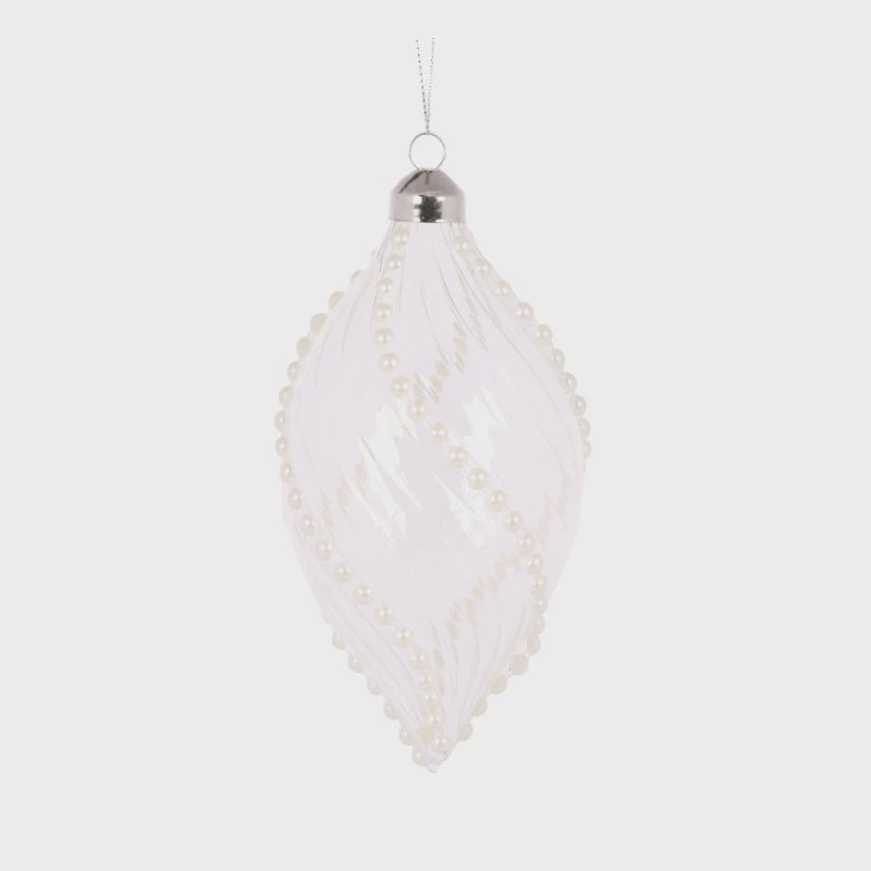 Holly & Ivy Etched Swirl Drop Bauble