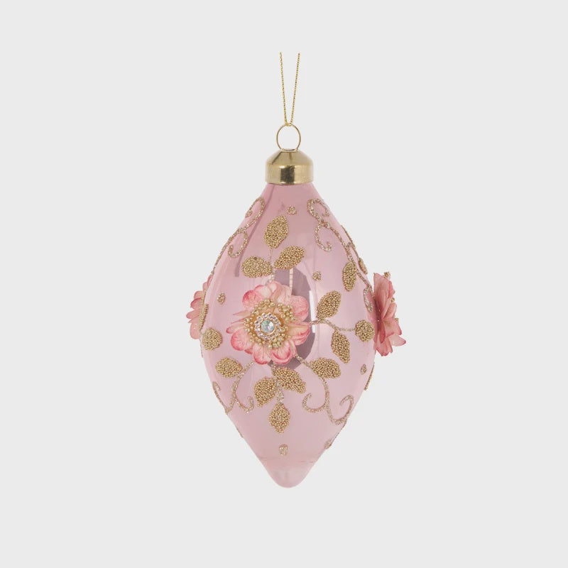 Holly & Ivy Pink Poppy Drop Bauble
