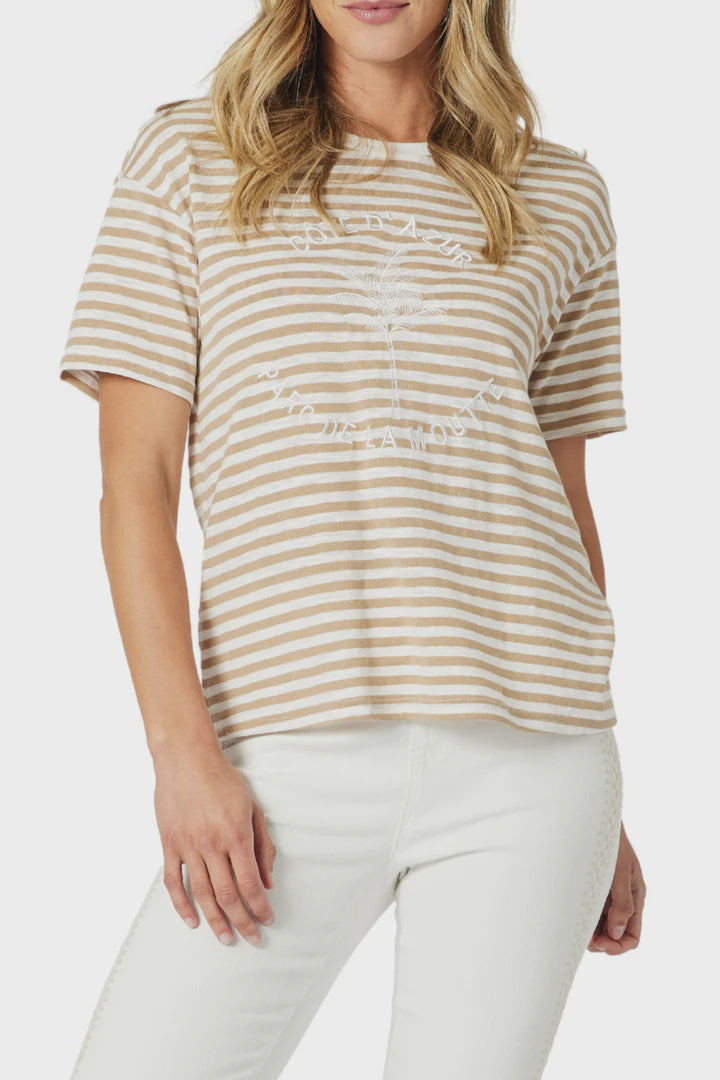 Gordon Smith Cote D Azur Stripe Tee Natural/White
