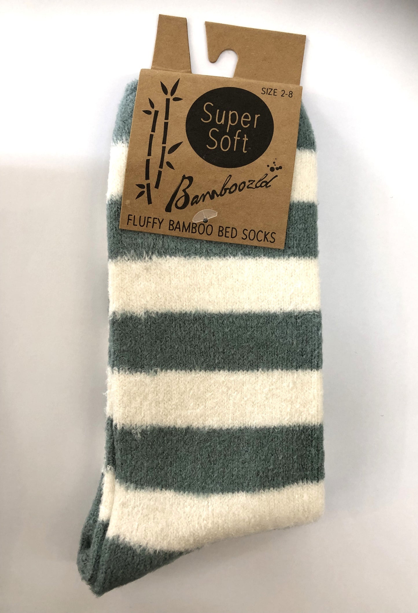 Bamboozld Womens Super Soft Fluffy Bamboo Bed Sock Duck Egg Stripe