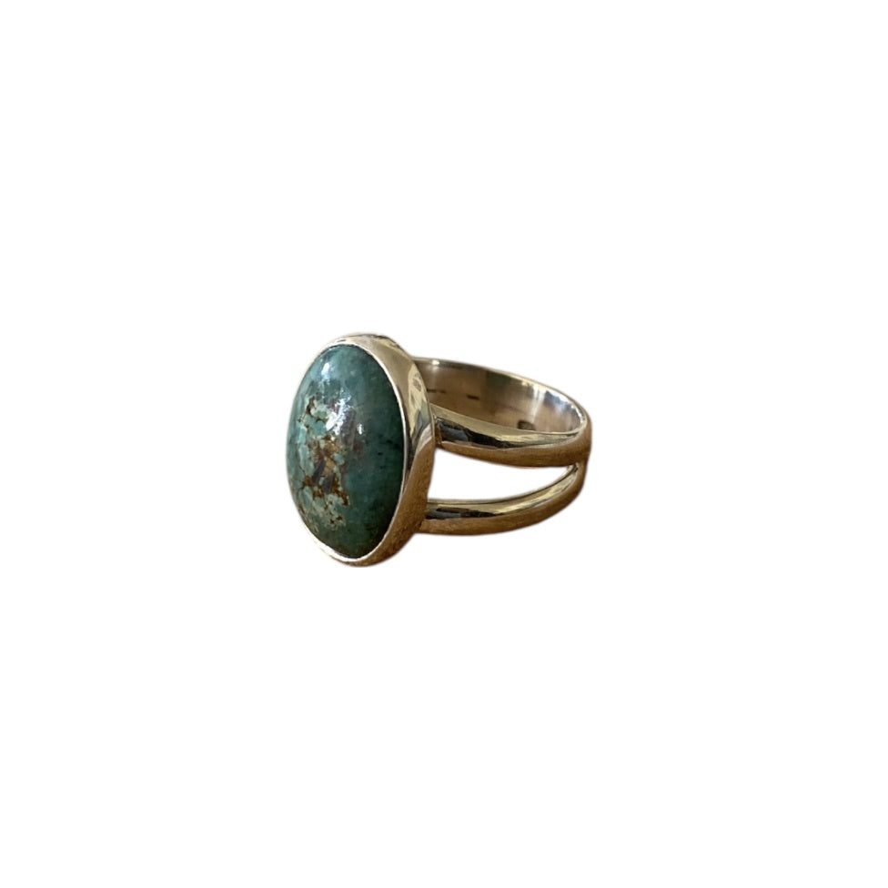 BD Signature Silver Oval Turquoise Double Band Ring