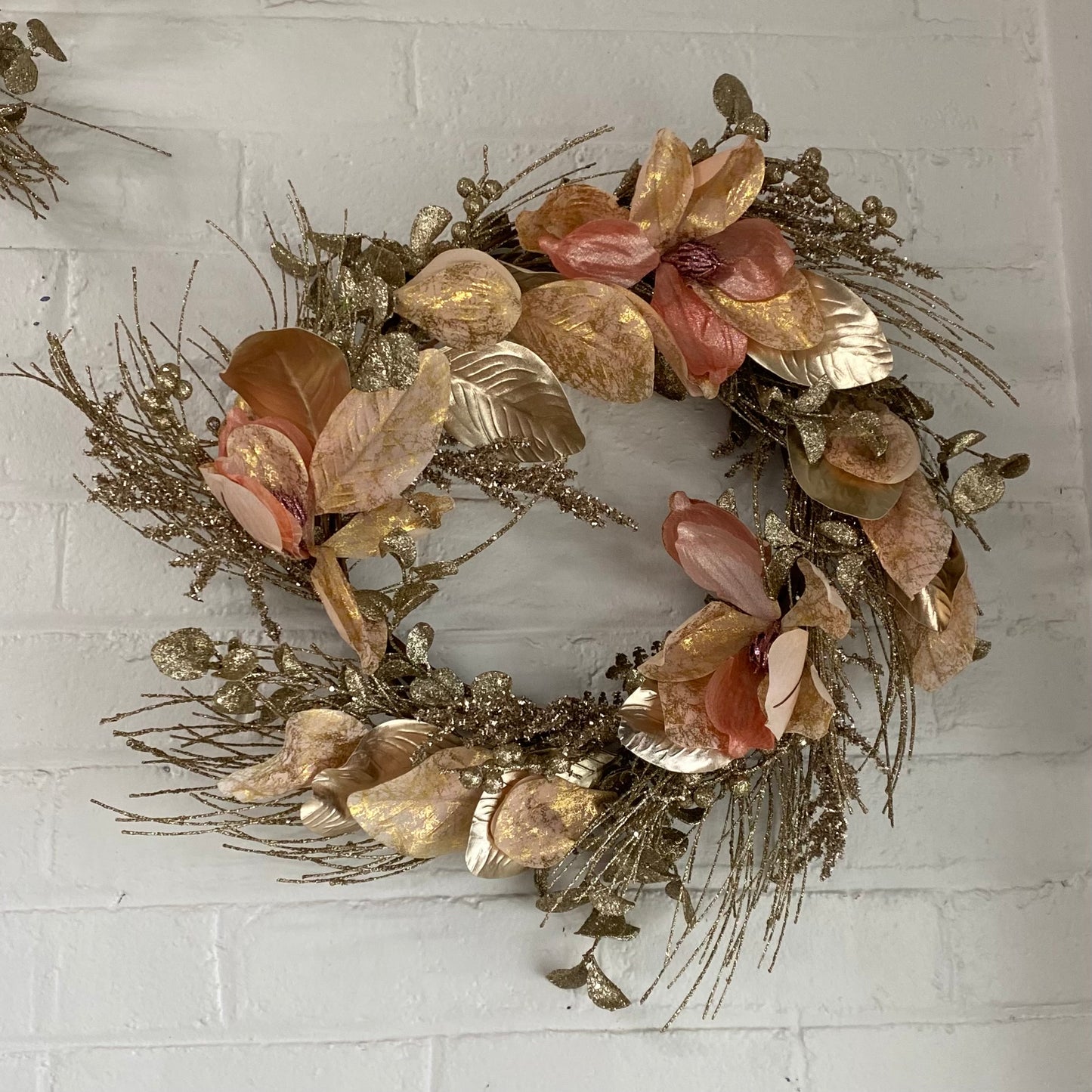 Gala Pink/Gold Wreath - 61cm
