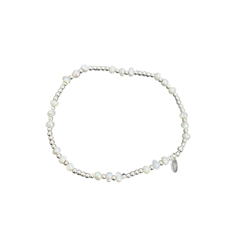 BD Sterling Silver & White Pearl Bracelet
