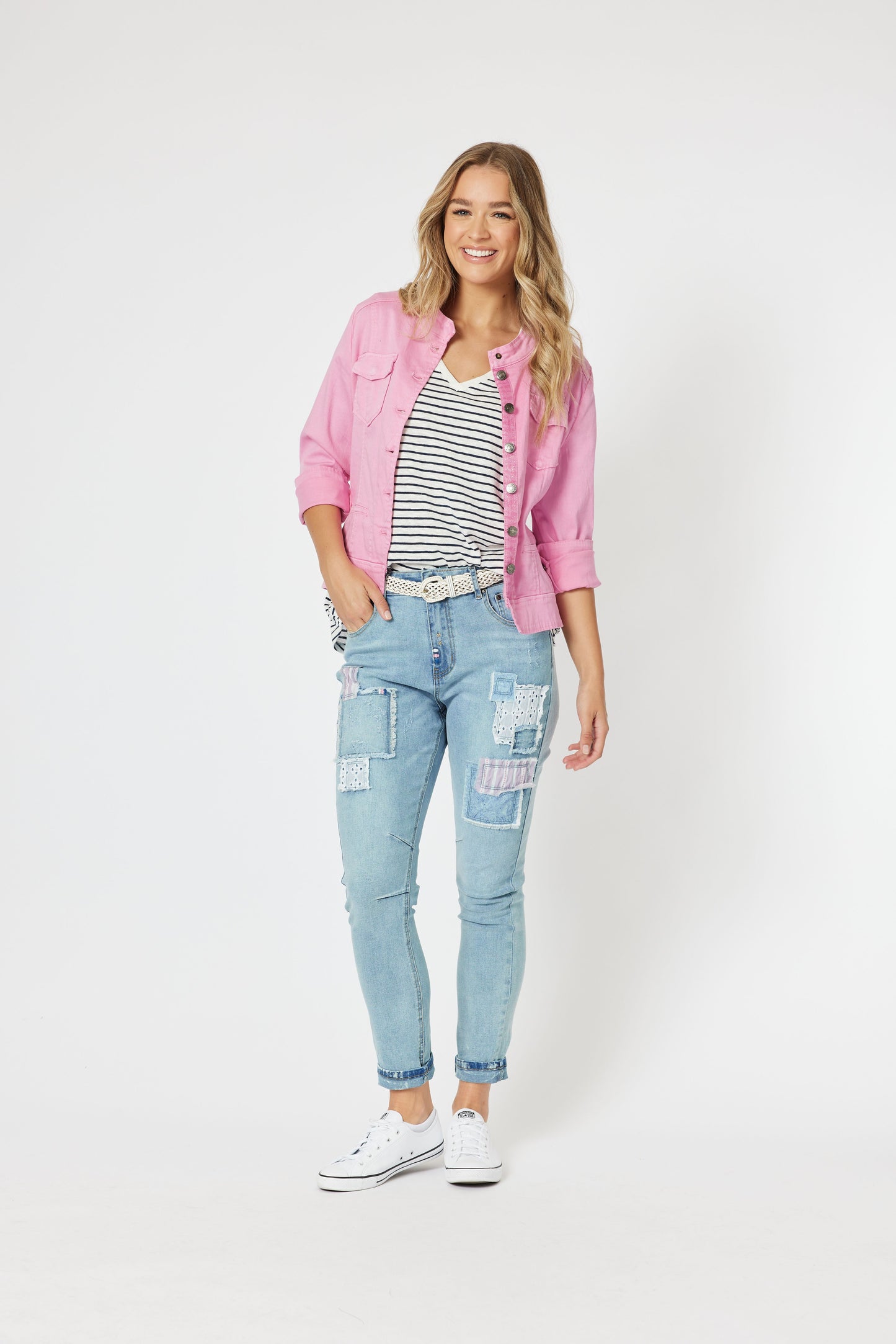 Threadz Maggie Denim Jacket - Flamingo