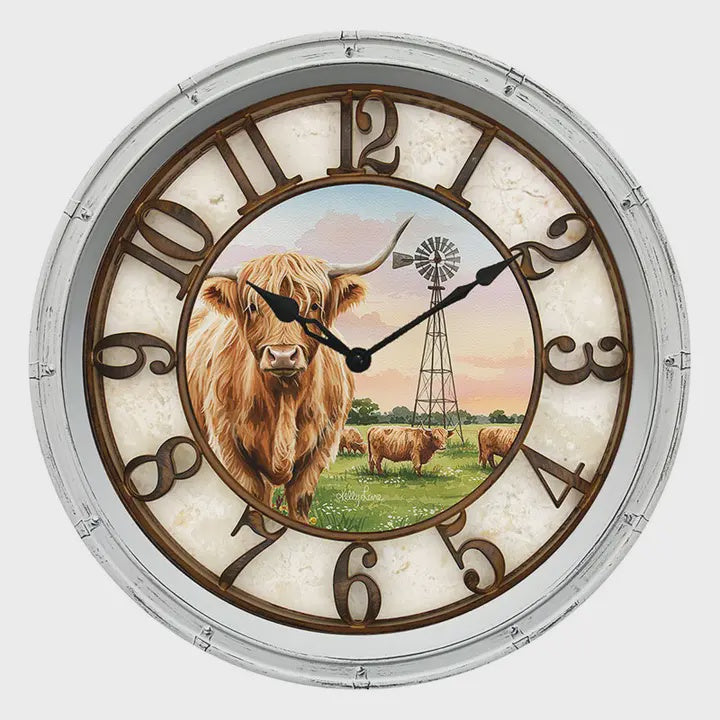 Kelly Lane Highland Cow Wall Clock - 40cm