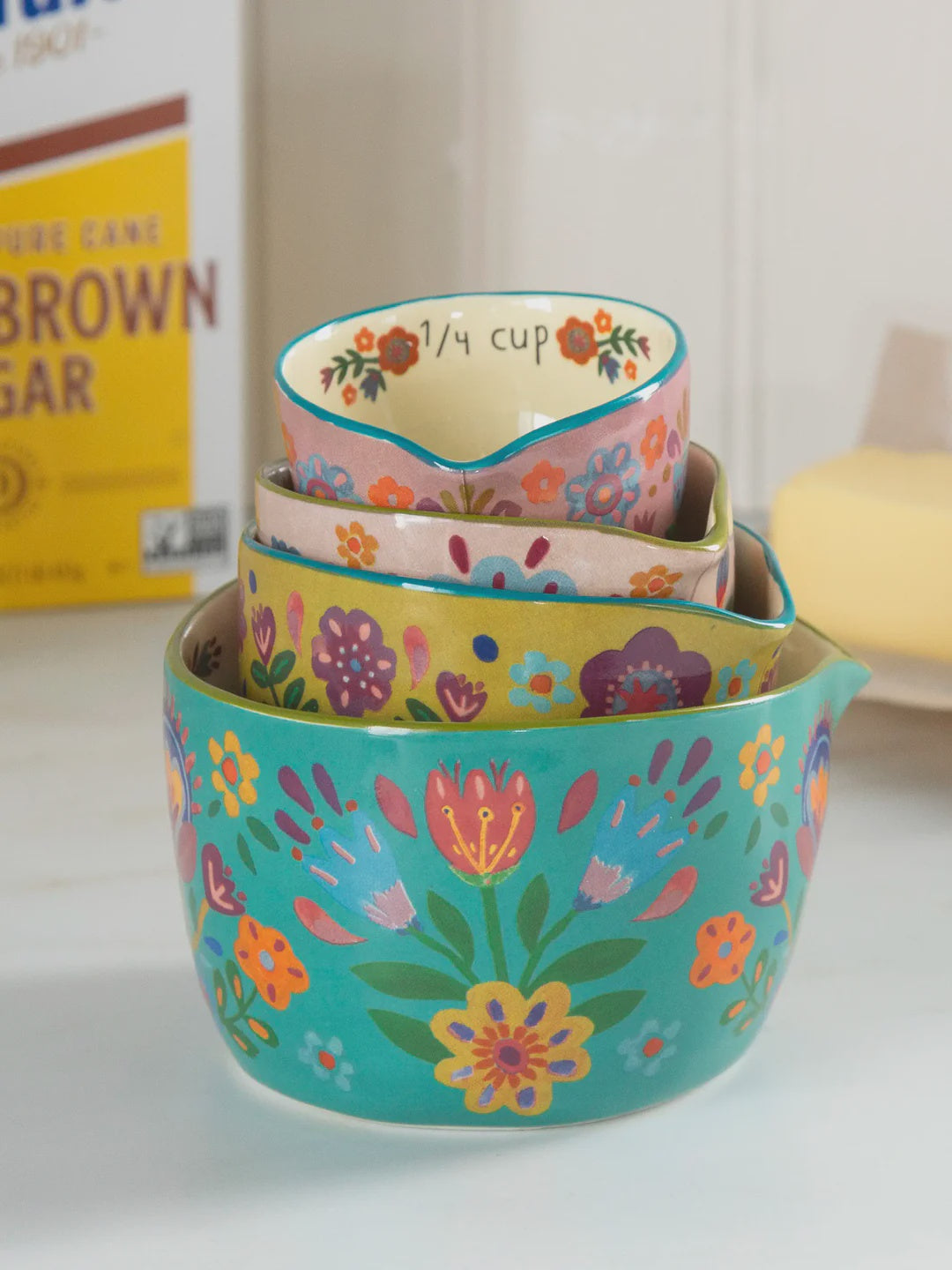 Natural Life Nesting Measuring Cups Folk Flower