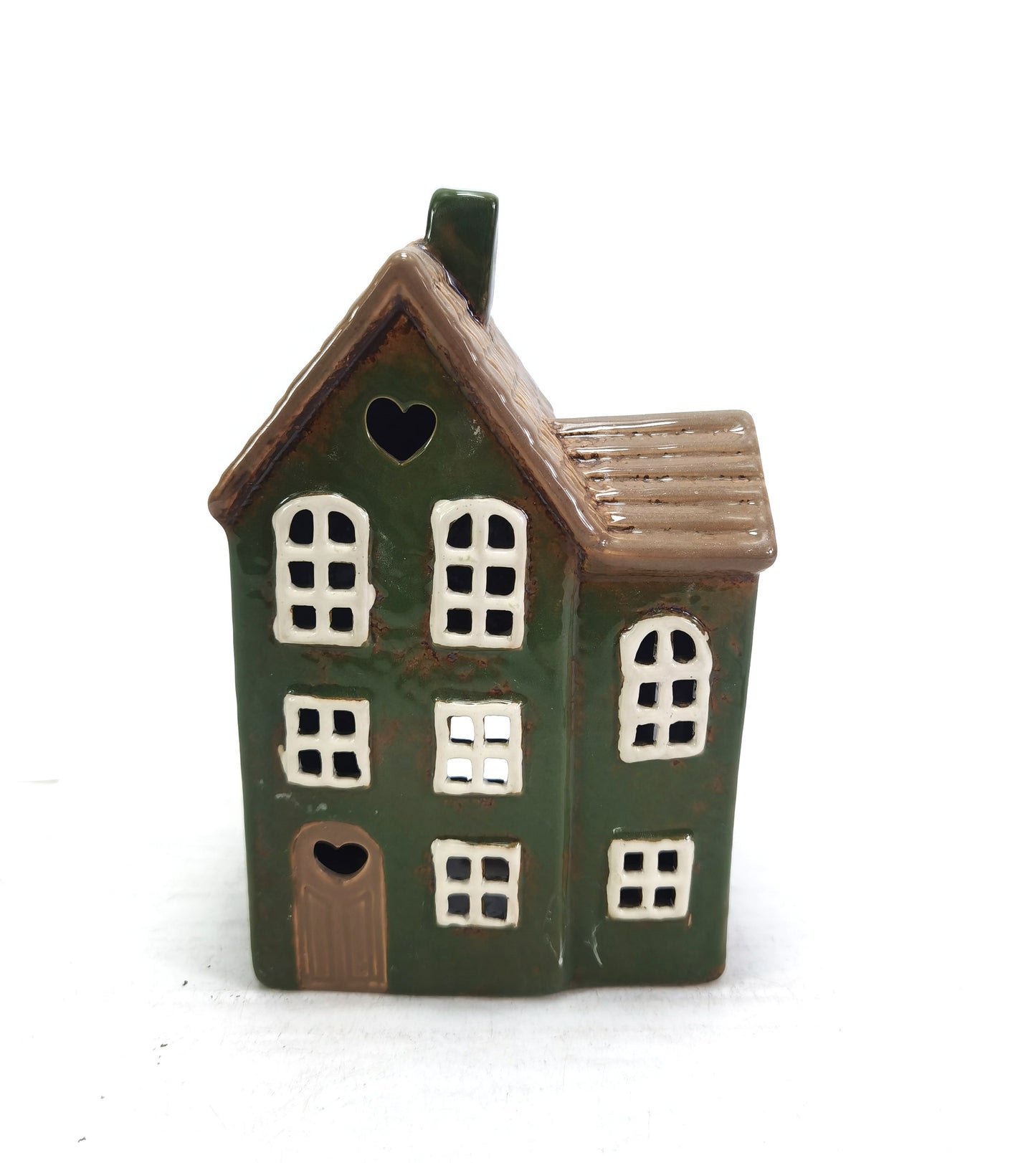 Yellow Rock Decor Tealight House Green Heart