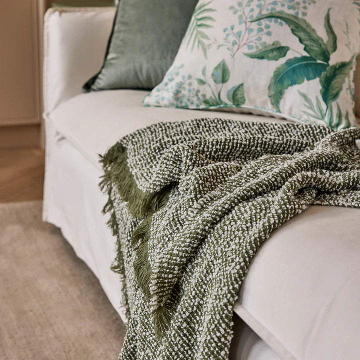 Madras Link Clara Woven Throw - Green/Cream