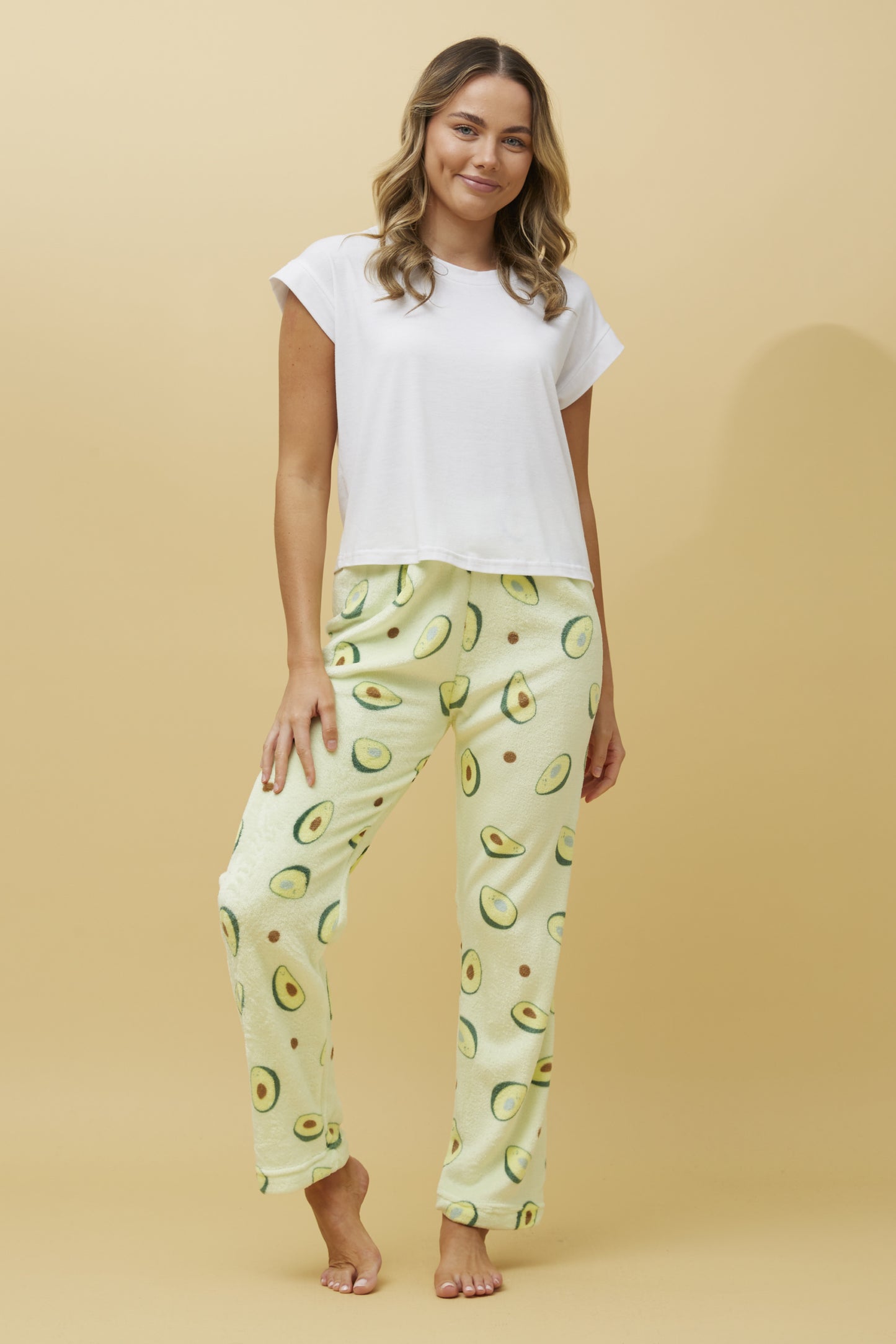 Caroline Morgan Fleece Pj Bottoms - Avocado