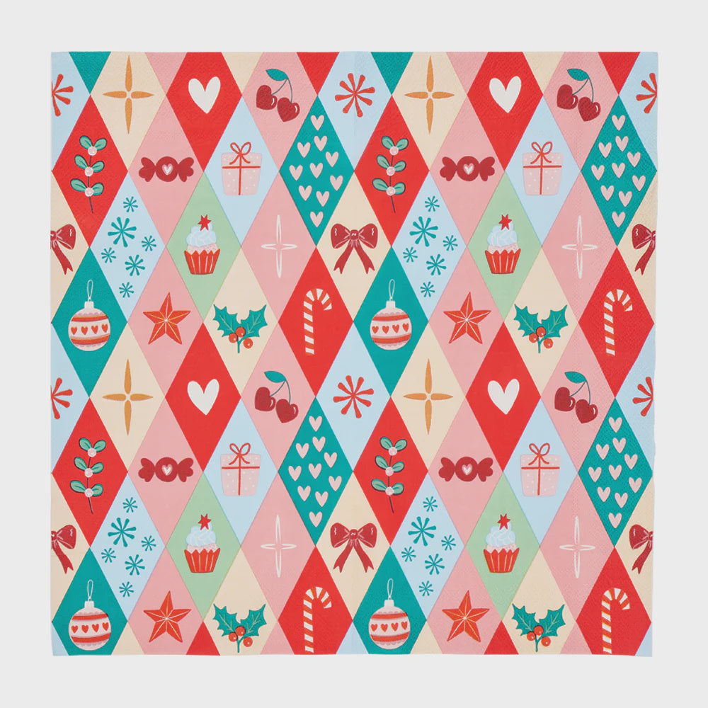 Annabel Trends Paper Napkin Christmas Harlequin 20pc