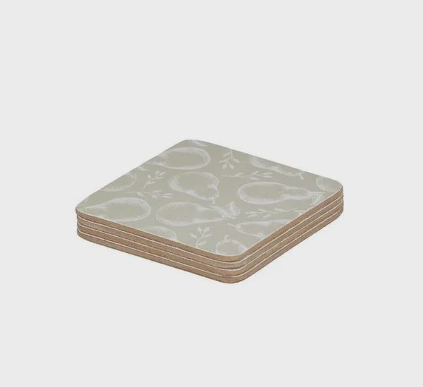 Assemble Pear Set Of 4 Square Cork Coaster