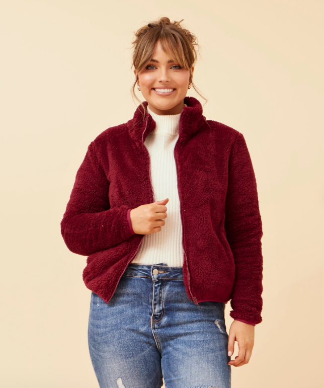Caroline Morgan Teddy Jacket - Red Dahlia