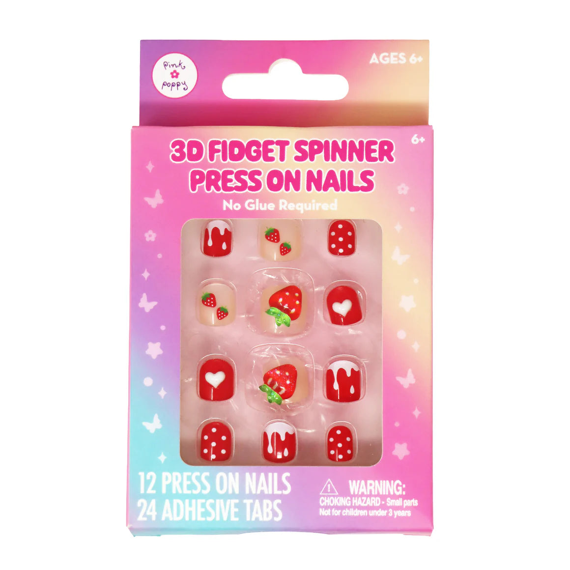 Pink Poppy 3D Fidget Spinner Press-on Nails