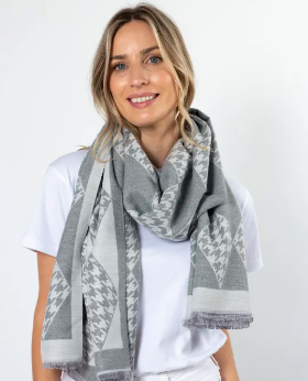 Stella + Gemma Houndstooth Scarf - Grey