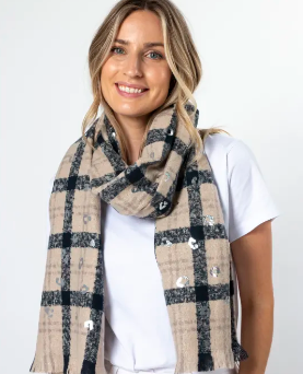 Stella + Gemma Taupe Squares Scarf