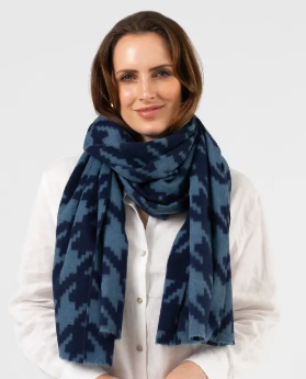Stella + Gemma Houndstooth Scarf - Blue