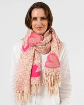 Stella + Gemma Hearts Scarf - Pink