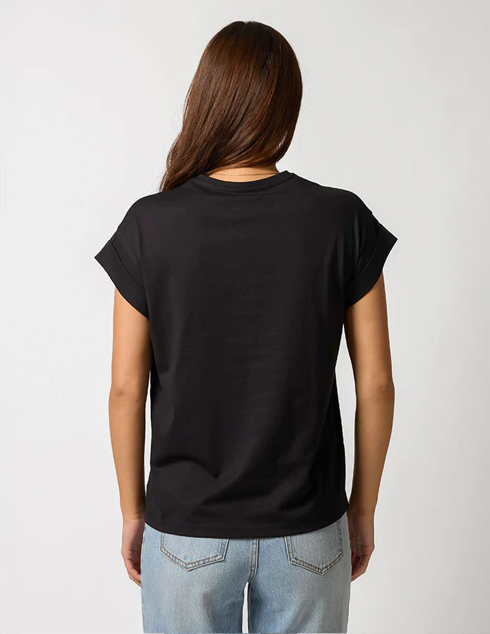 Stella + Gemma Cuff Sleeve California T-shirt Black/Leopard