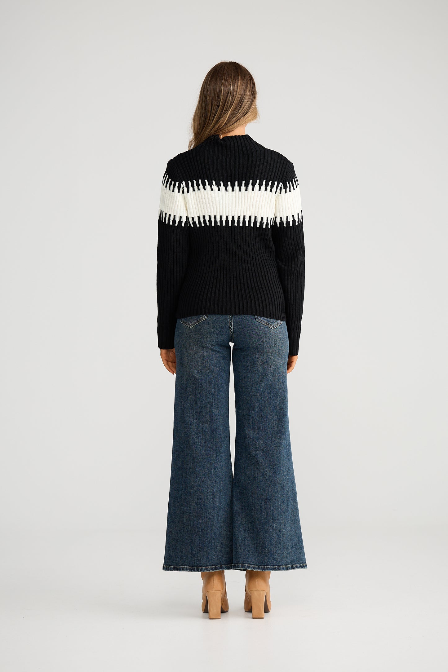 Talisman Dakota Mock Neck Knit - Black/White