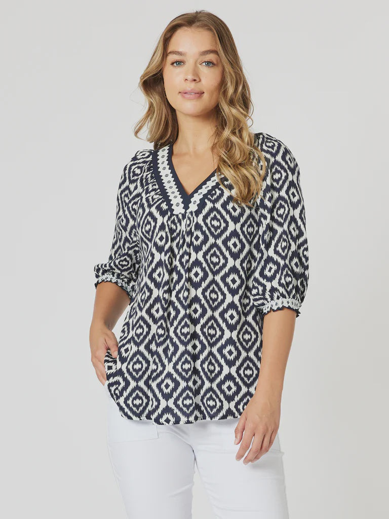 Threadz Diamonds Are Forever Top Navy/White