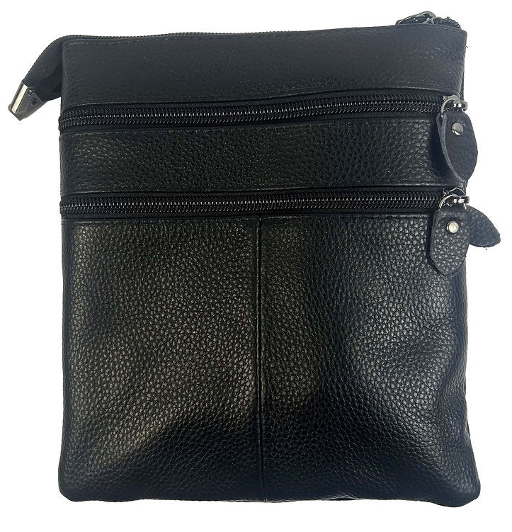 Zeneeba Leather Crossbody Bag - Black