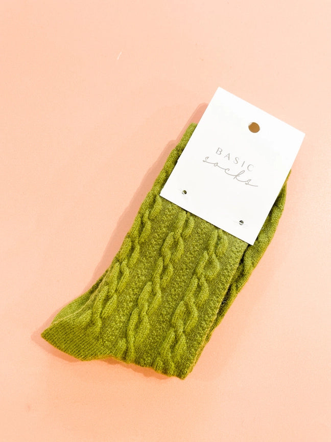 Angels Whisper Winter Cable Woolen Crew Socks (3 col)