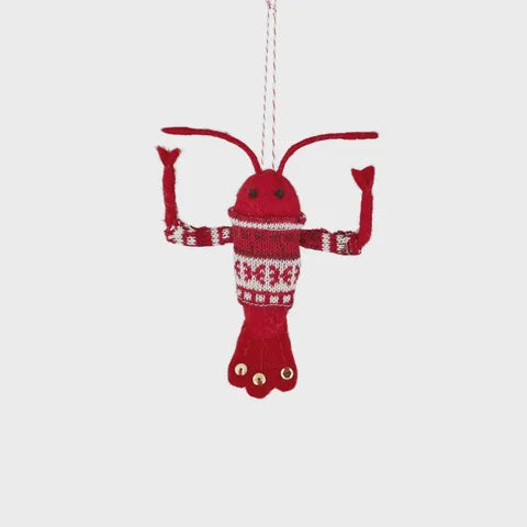 Gala Xmas Crayfish Hanger Felt 11 X 13 CM Red