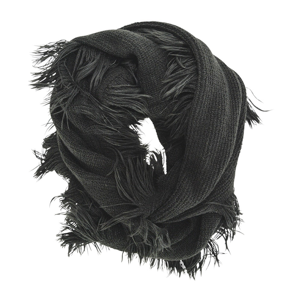 Annabel Trends Fringe Knit Snood - Black