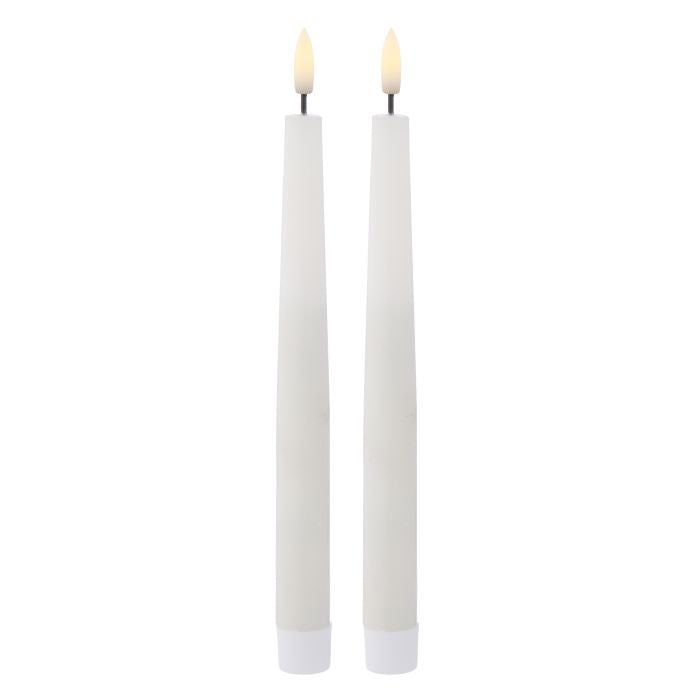 Amalfi Hughe LED Taper Candles Set/2 24cm White