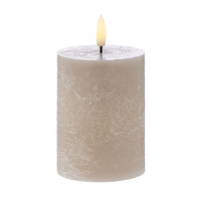 Amalfi Hughe LED Flickering Candle Rustic 10cm Taupe