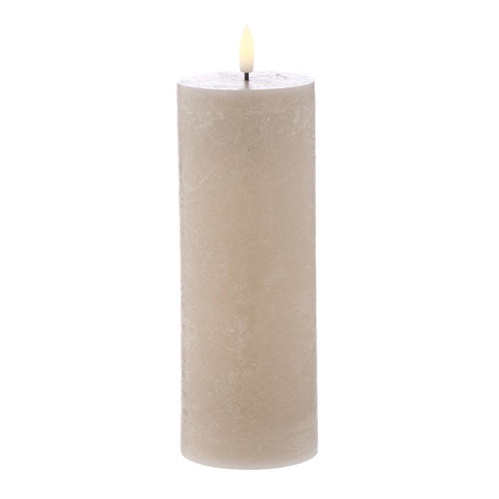 Amalfi Hughe LED Flickering Pillar Candle Rustic Taupe 20CM