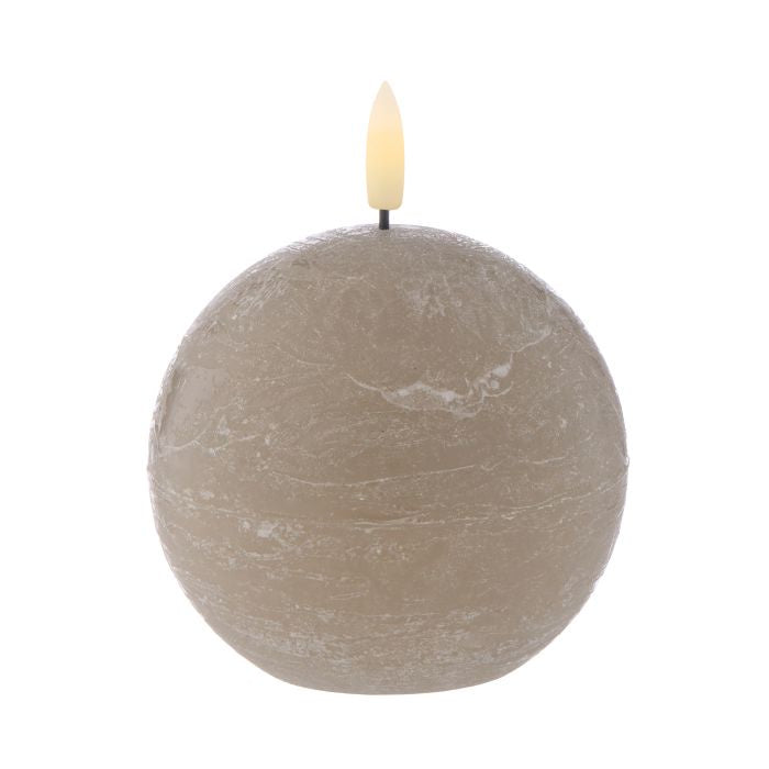 Amalfi Hughe LED Flickering Spherical Candle Rustic Taupe 10X10X9 CM