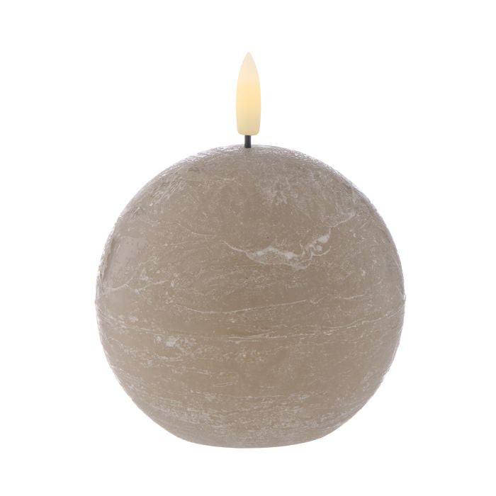 Amalfi Hughe LED Flickering Spherical Candle Rustic Taupe 10X10X9 CM