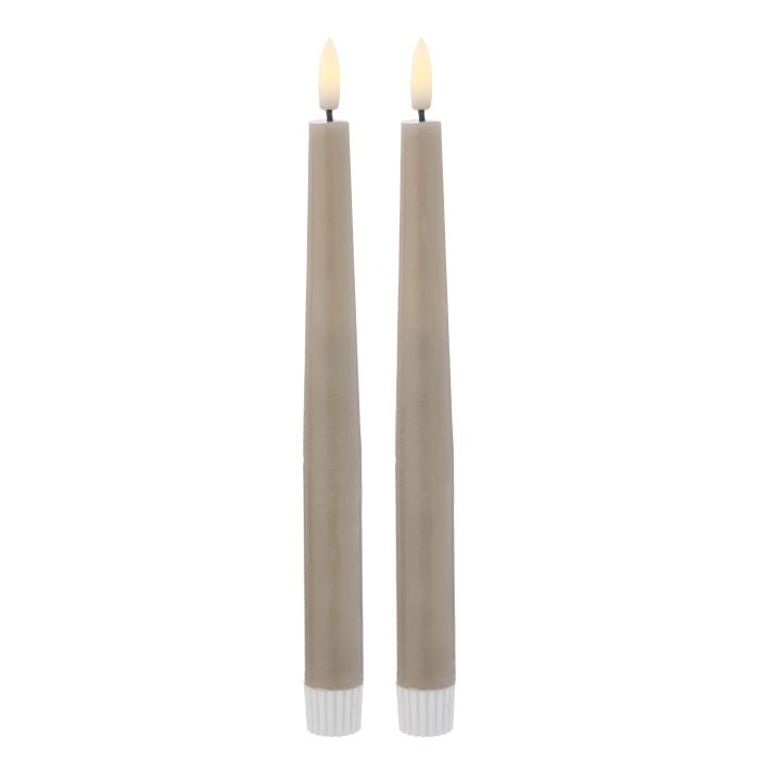 Amalfi Hughe LED Flickering Taper Candle 2 Piece Set Rustic Taupe