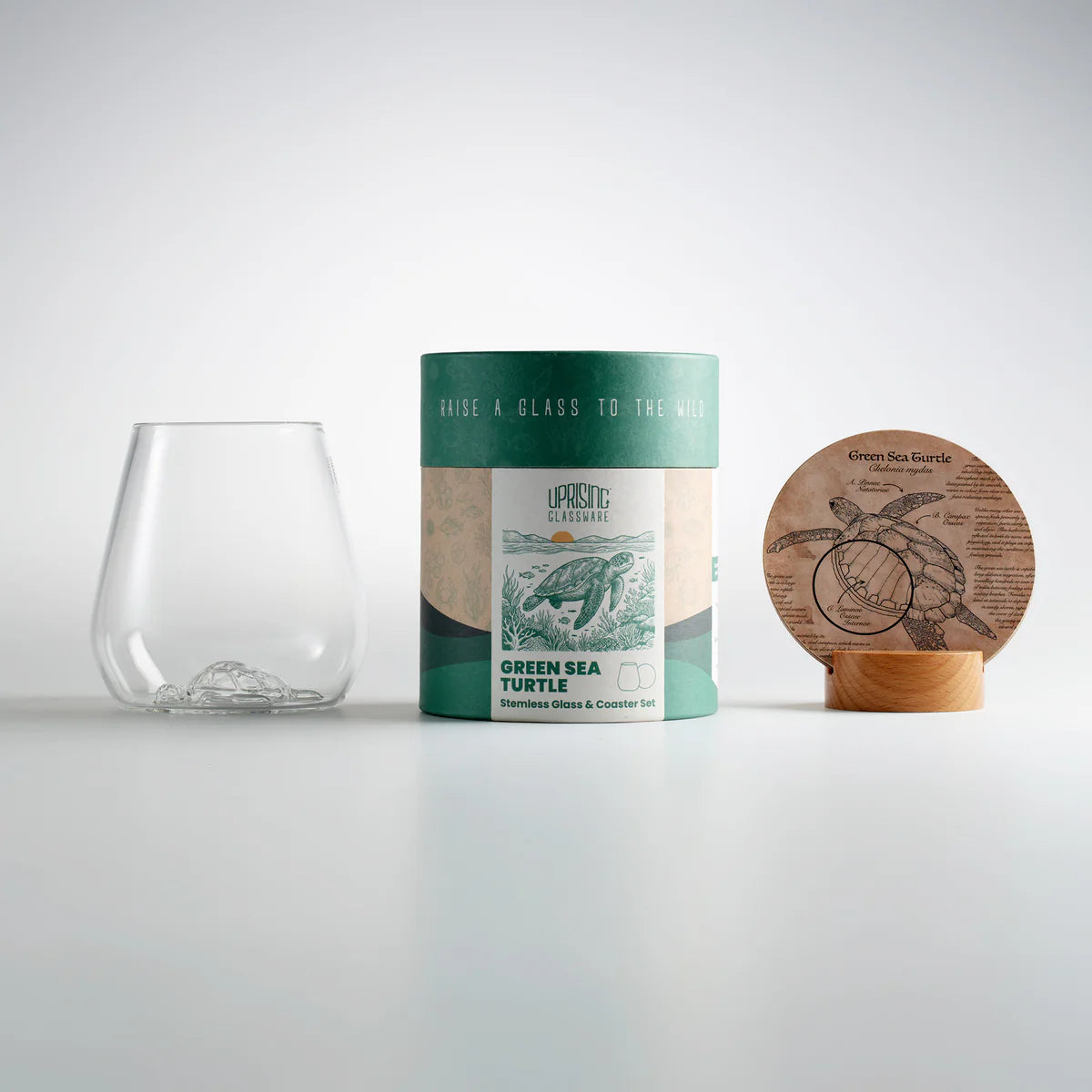 Uprising Glassware Stemless Glass - Green Sea Turtle