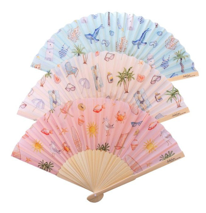 Australian Collection Foldable Fabric Fans 3 colours