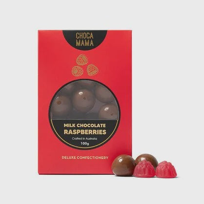 Chocamama Milk Chocolate Raspberries 100g