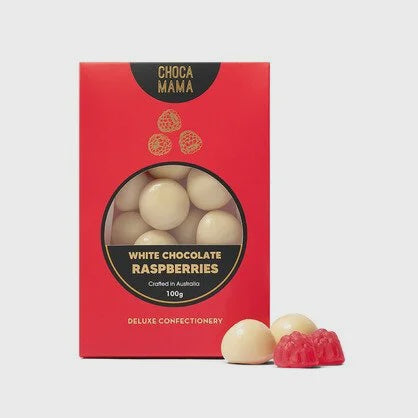 Chocamama White Chocolate Raspberries 100g