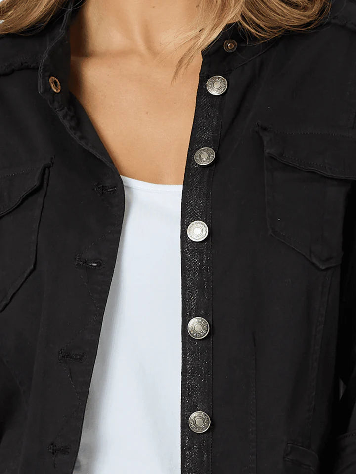 Threadz Military Denim Jacket - Black