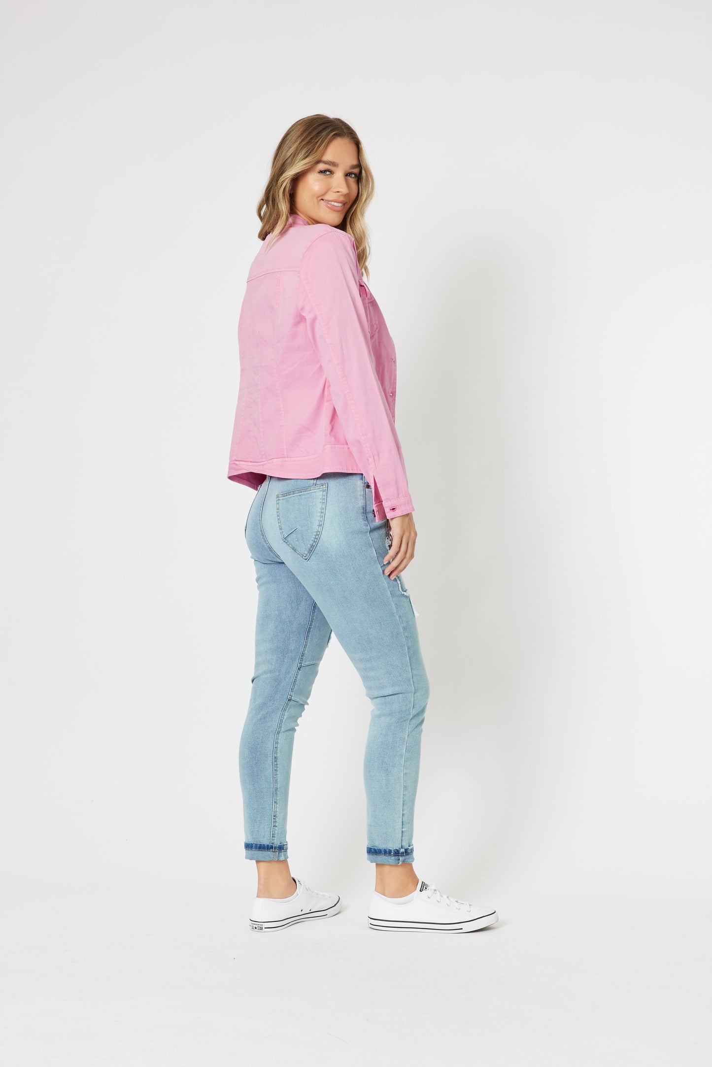 Threadz Maggie Denim Jacket - Flamingo