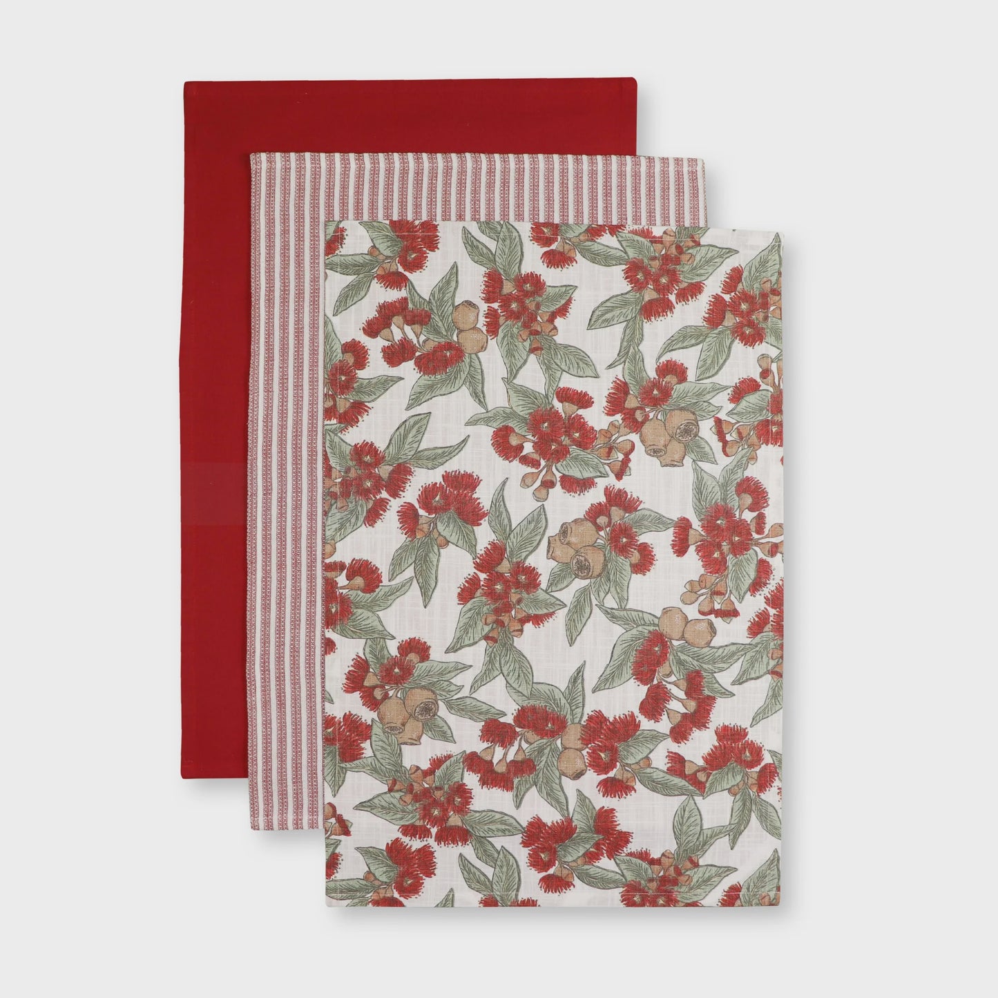 Madras Link Natalie Red Teatowel 3 Pack